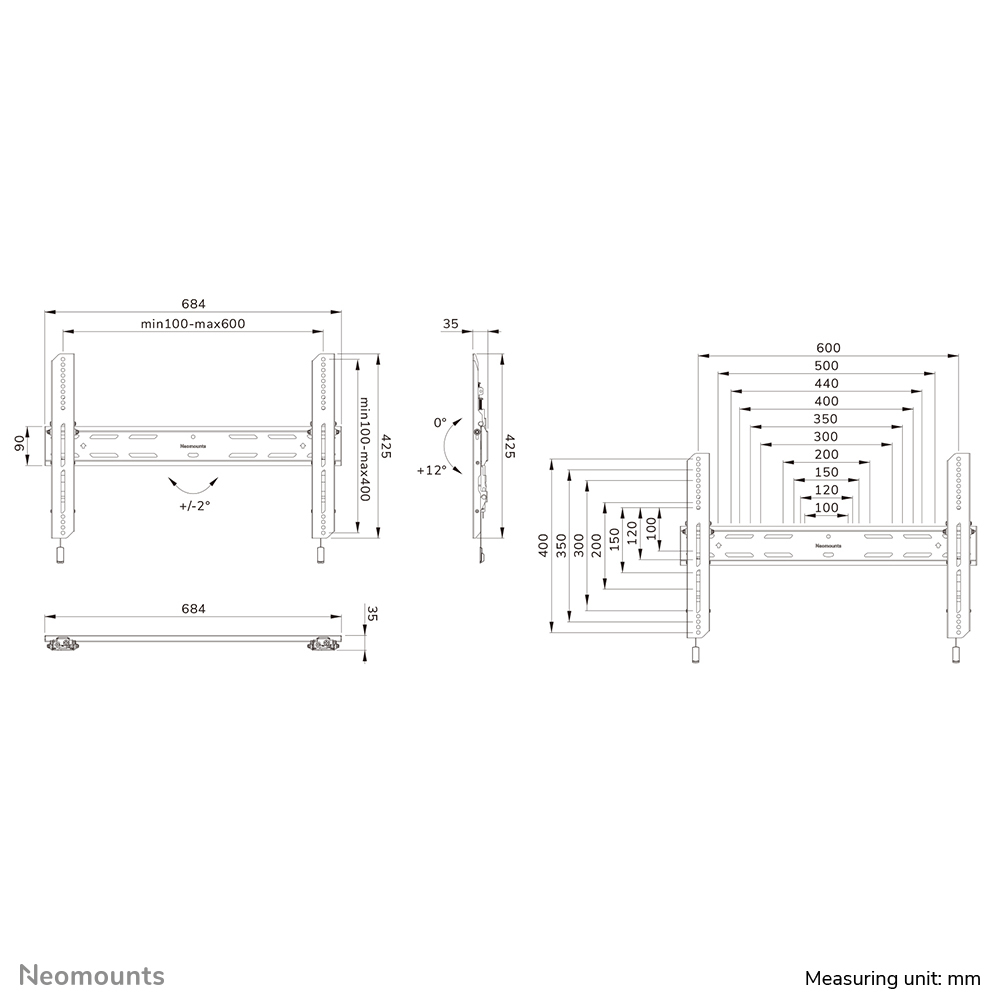 NEOMOUNTS WL35S-850BL16 Support pour écran mural 42-86p - inclinable - verrouillable - installation rapide