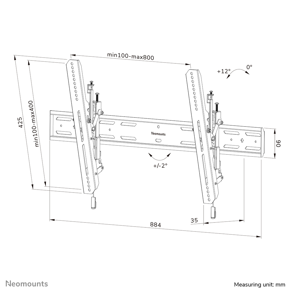 NEOMOUNTS WL35S-850BL18 Support pour écran mural 43-86p - inclinable - verrouillable - installation rapide