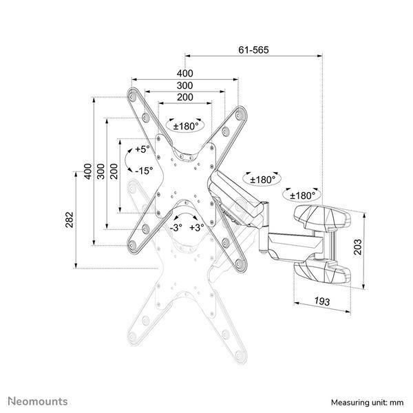 NEOMOUNTS WL70-550BL14 Support mural pour écran 32-55p - ressort à gaz - orientable