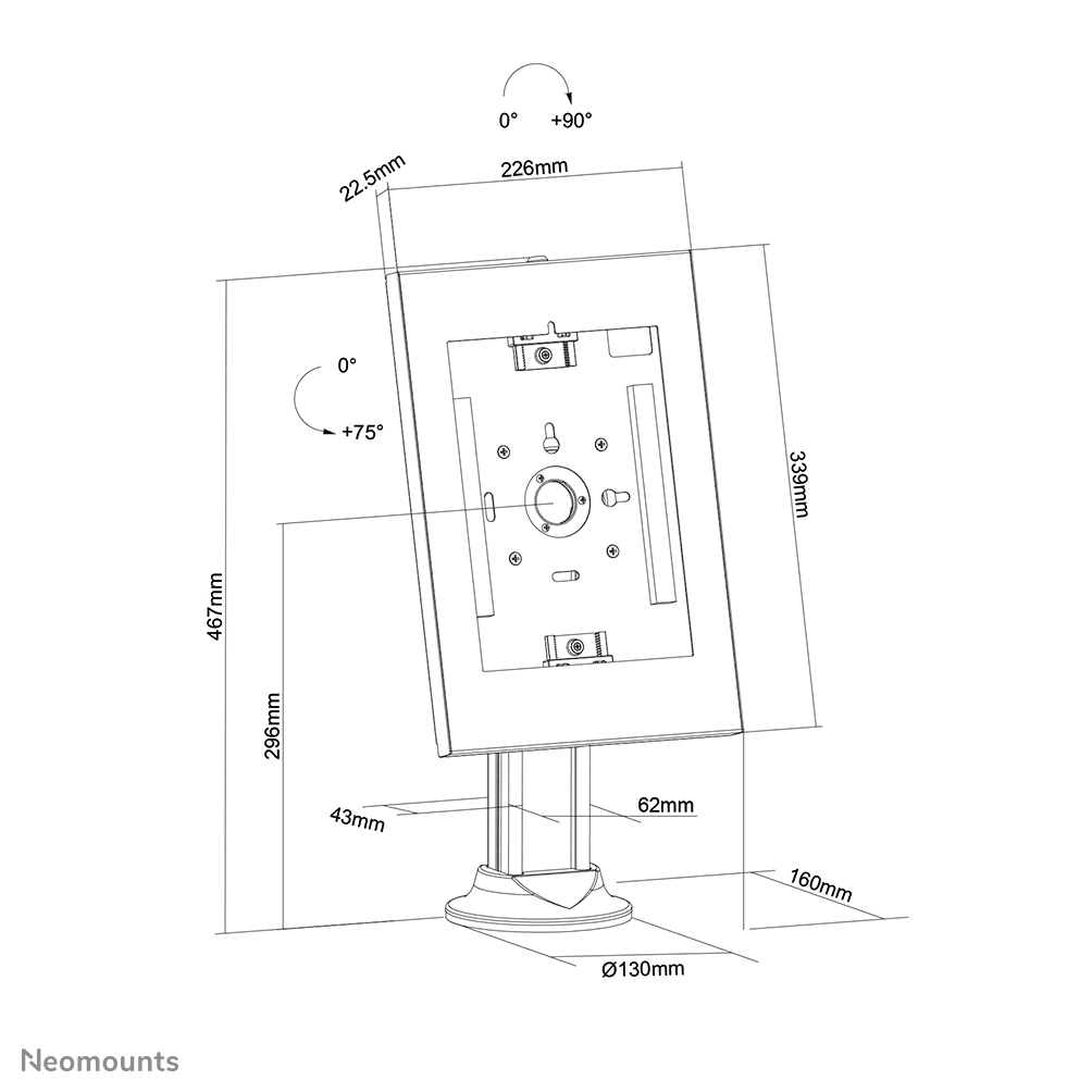 NEOMOUNTS DS15-640WH1 Support de bureau pour tablette 9.7-11p - verrouillable