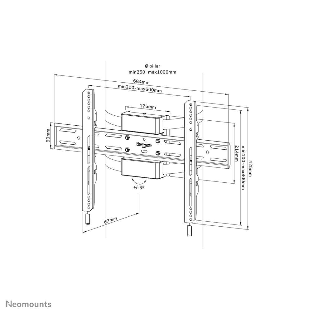 NEOMOUNTS WL30S-910BL16 Support de pilier pour écran 40-75p - fixe - verrouillable - diam. 25-100 cm - portrait