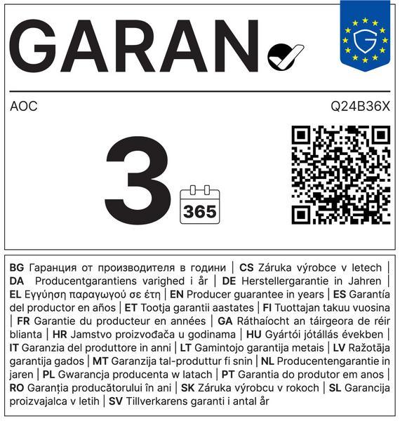 AOC B3 Q24B36X écran plat de PC 60,5 cm (23.8") 2560 x 1440 pixels Quad HD LED Noir