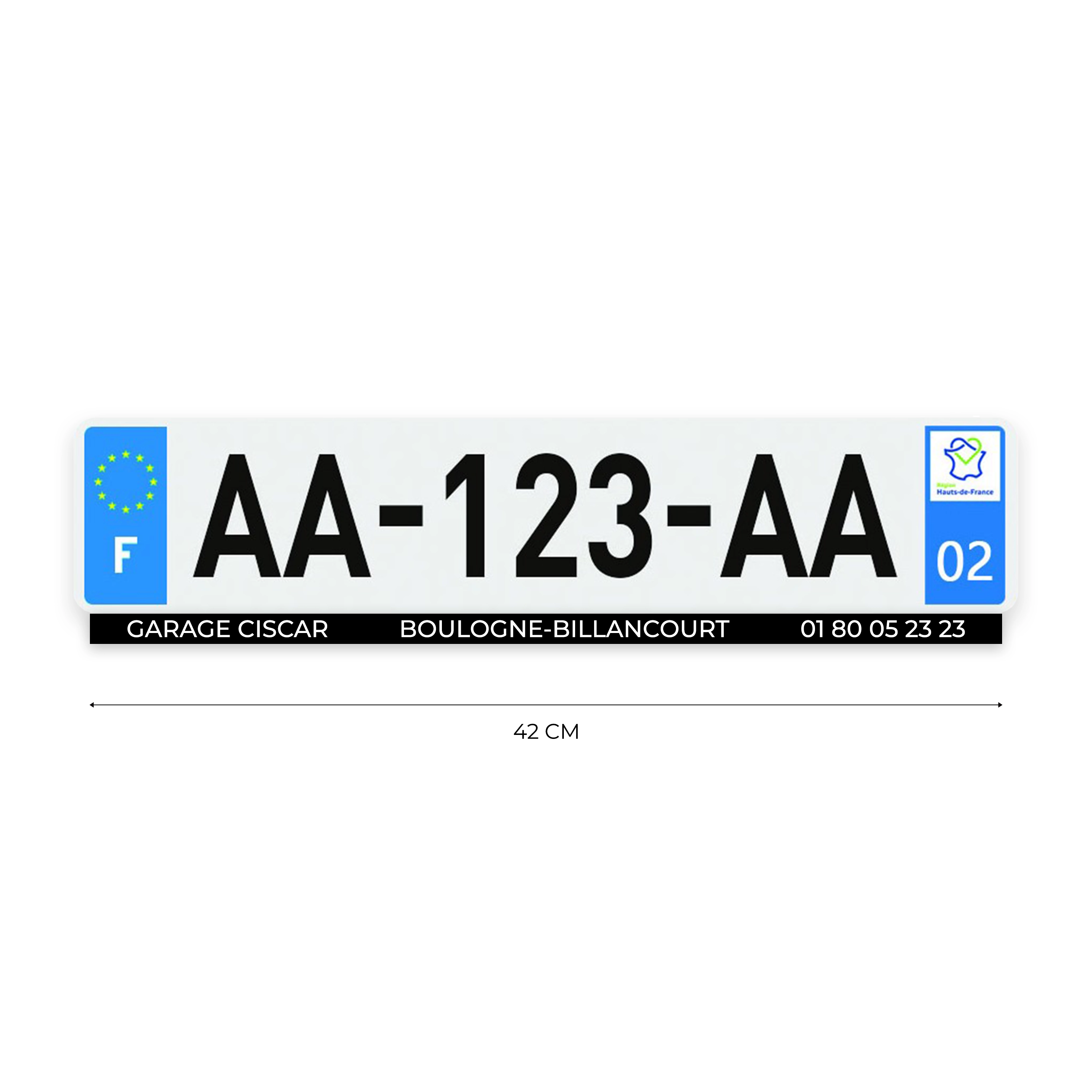 ADHÉSIF PUBLICITAIRE POUR PLAQUE IMMATRICULATION 42 X 1,4CM