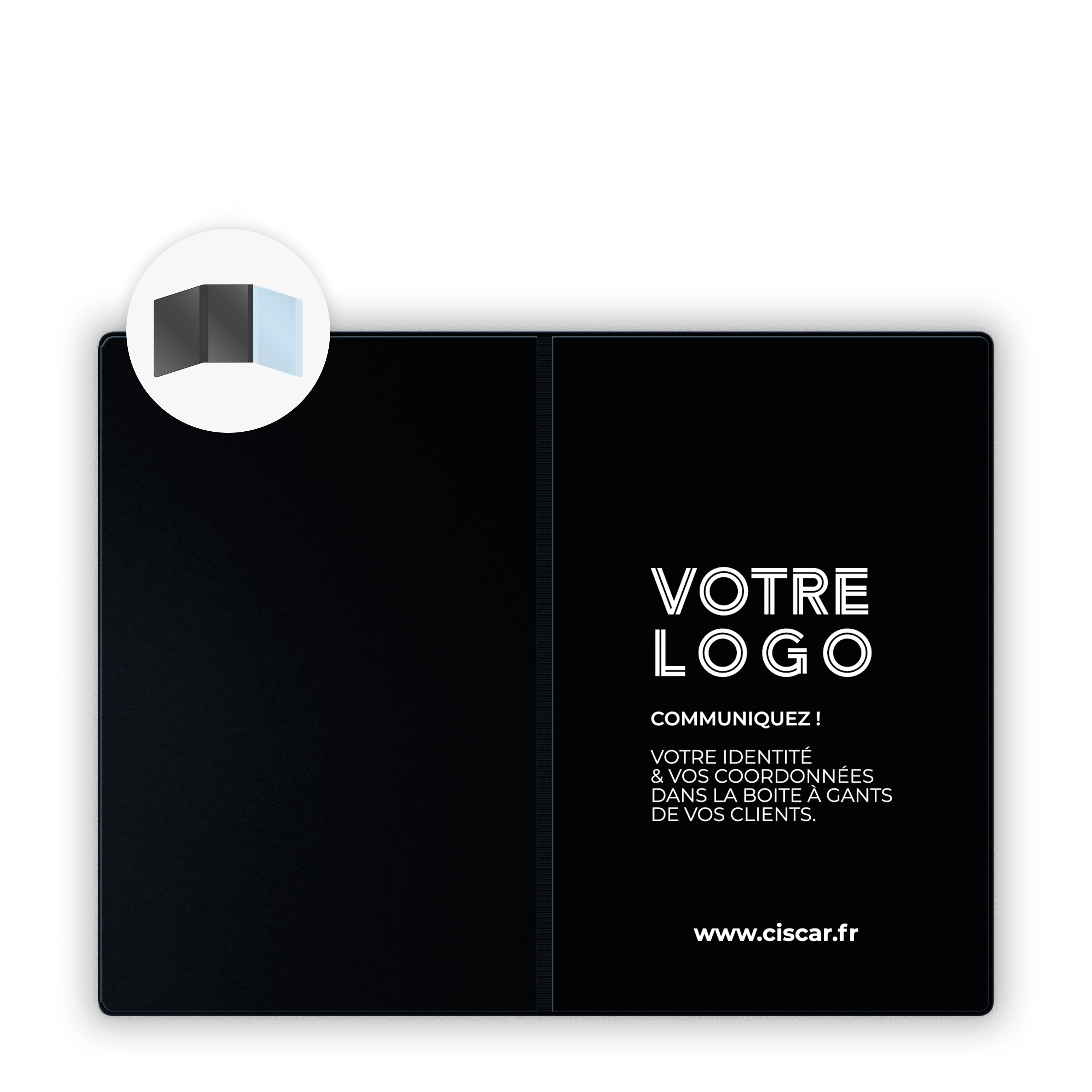ETUIS CARTE GRISE TRIO GOMME 3 VOLETS - PERSONNALISATION RECTO