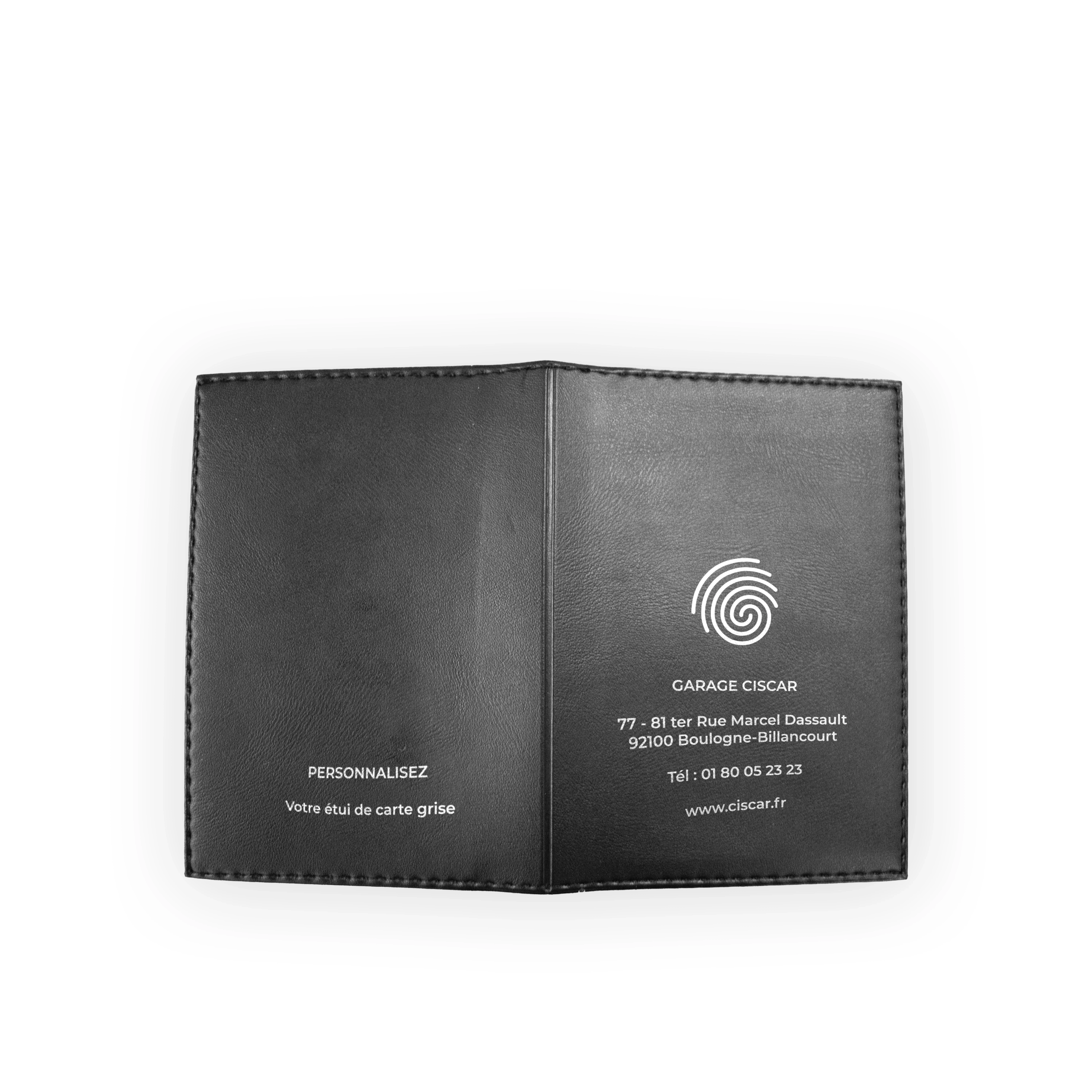ETUIS CARTE GRISE SIMILI CUIR + ETUI CRISTAL IMPRESSION RECTO/VERSO