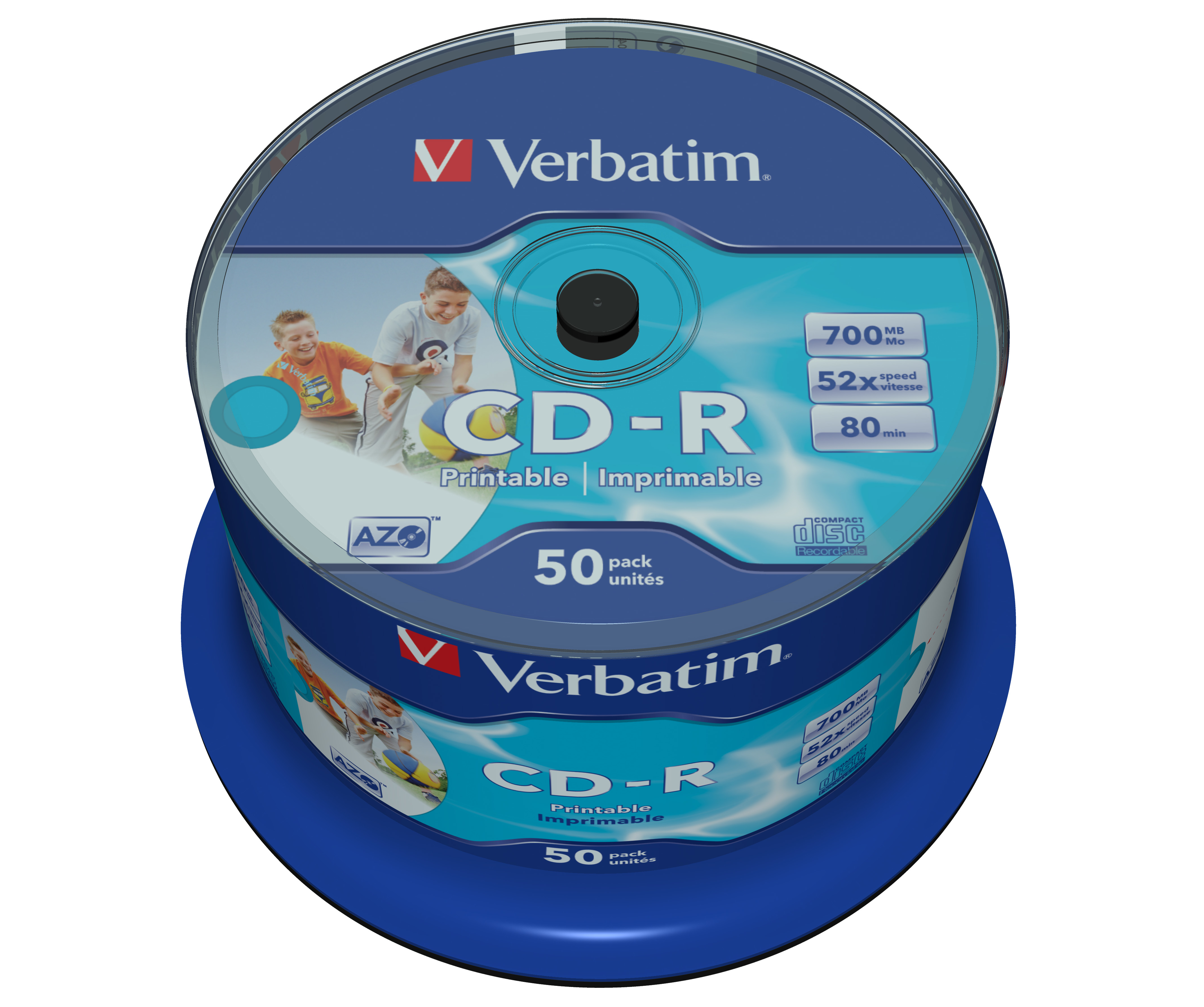 Verbatim CD-R AZO Wide Inkjet Printable no ID 700 Mo 52x 50 pièce(s)
