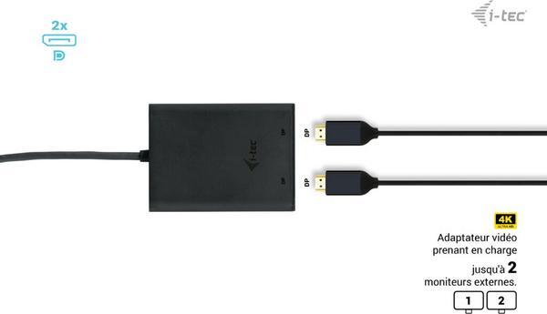 I-TEC USB-C Dual 4K/60Hz single 8K/30Hz DP Video Adapter 2x DP Port