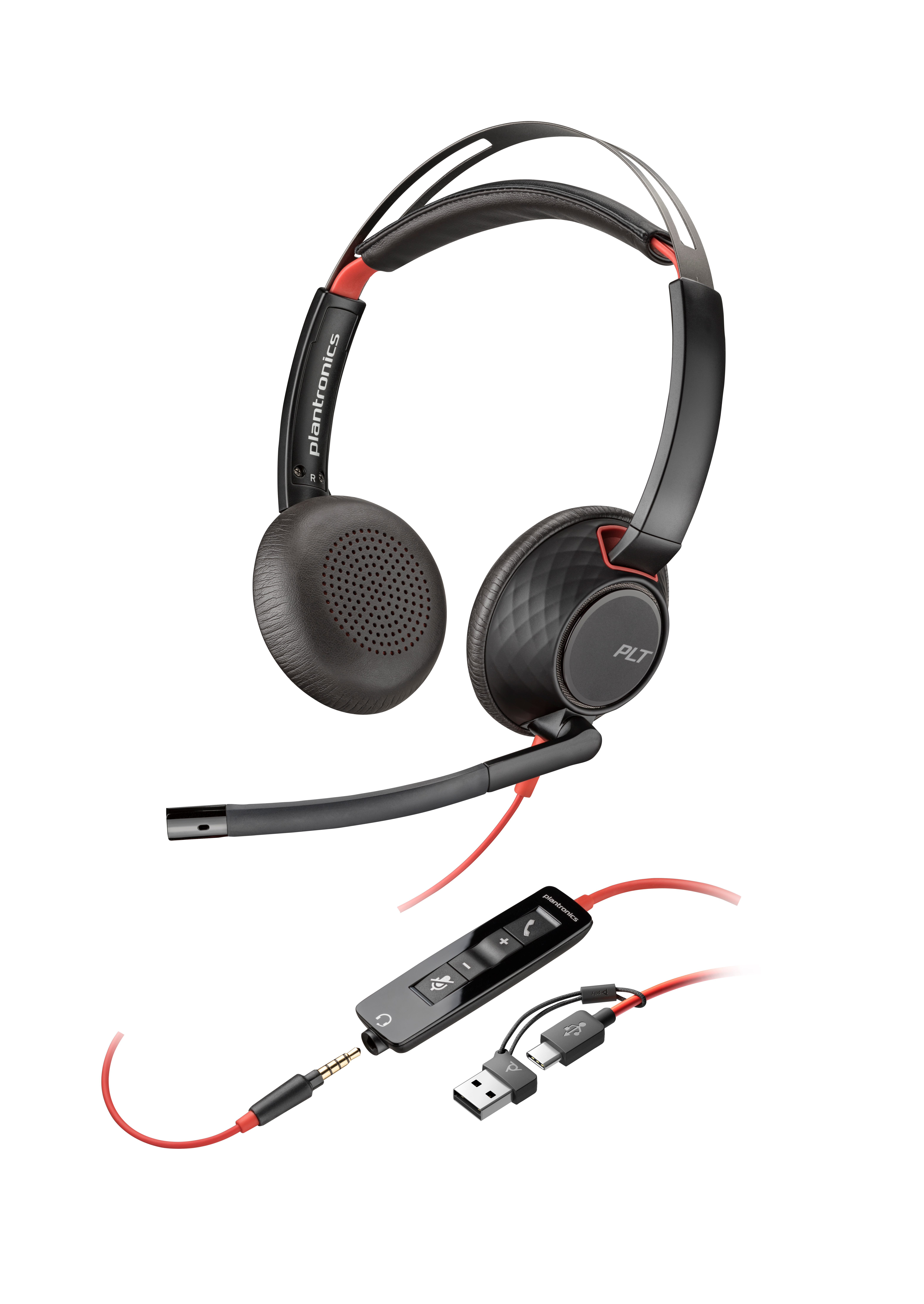 HP Poly Blackwire 5220 Stereo USB-C Headset +3.5mm Plug +USB-C/A Adapter Bulk