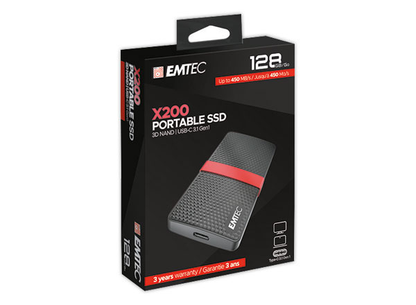 1 Disque dur externe SSD Emtec USB 3.1 -128Go