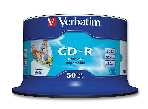 Verbatim CD-R AZO Wide Inkjet Printable no ID 700 Mo 52x 50 pièce(s)