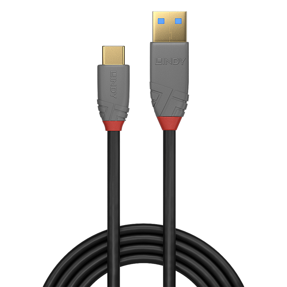 LINDY 3m USB 3.2 Type A to C Cable 5A PD Anthra Line