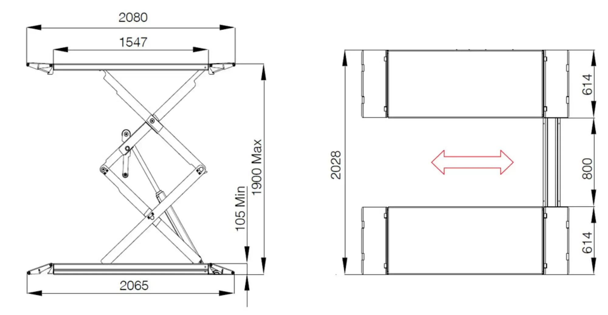 PONT DOUBLE CISEAUX 3,2T avec manutention