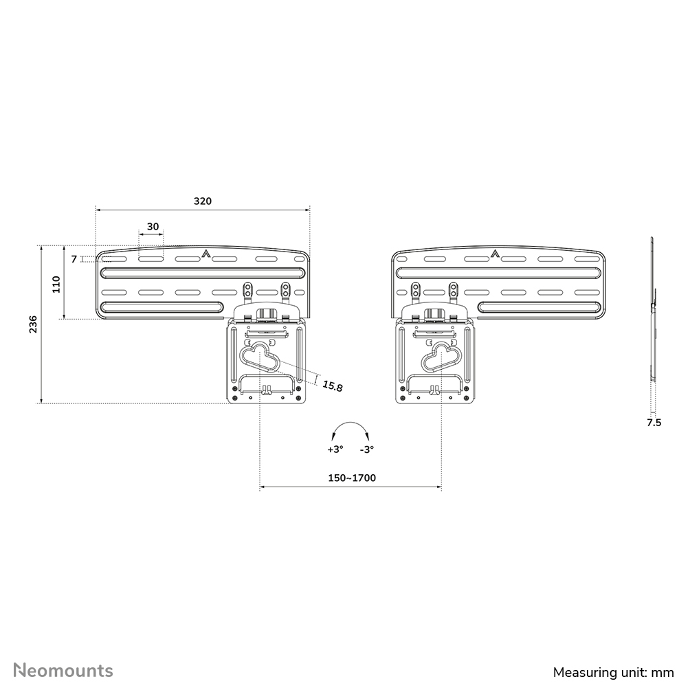 NEOMOUNTS WL30-265BL1 Support pour écran mural 43-85p écrans Samsung - ultra-plat