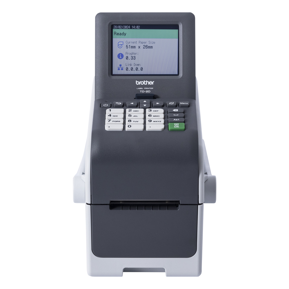 BROTHER 2p Label Printer USB Connection 300dpi Ethernet Battery Possible LCD Display Bluetooth Wi-Fi Touch Screen Handle