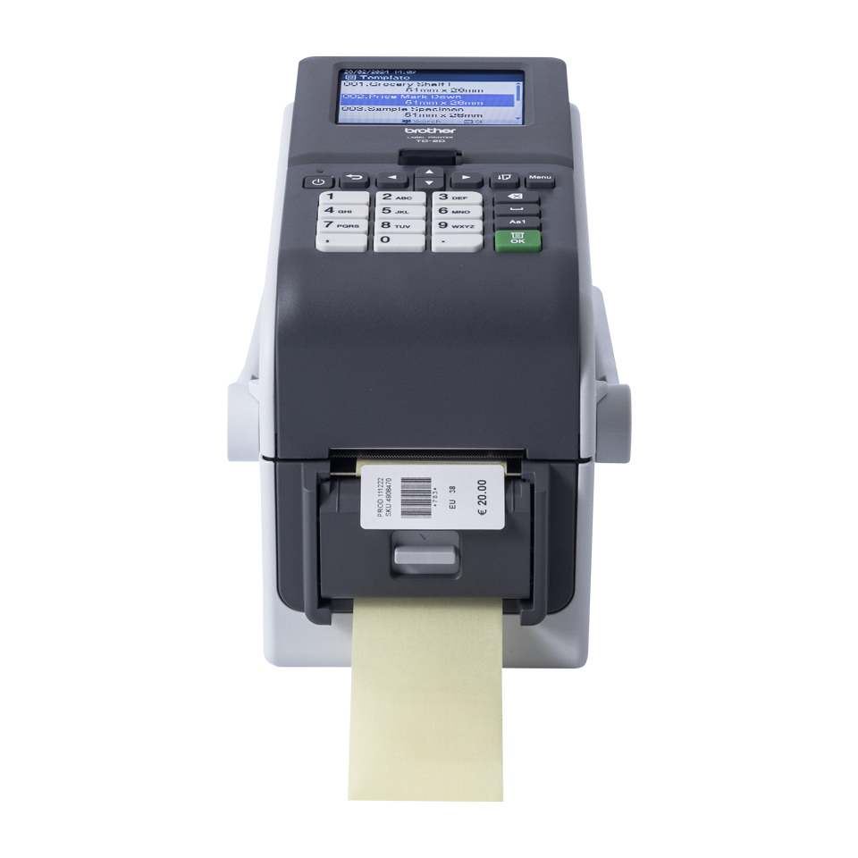 BROTHER 2p Label Printer USB Connection 300dpi Ethernet Battery Possible LCD Display Bluetooth Wi-Fi Touch Screen Handle