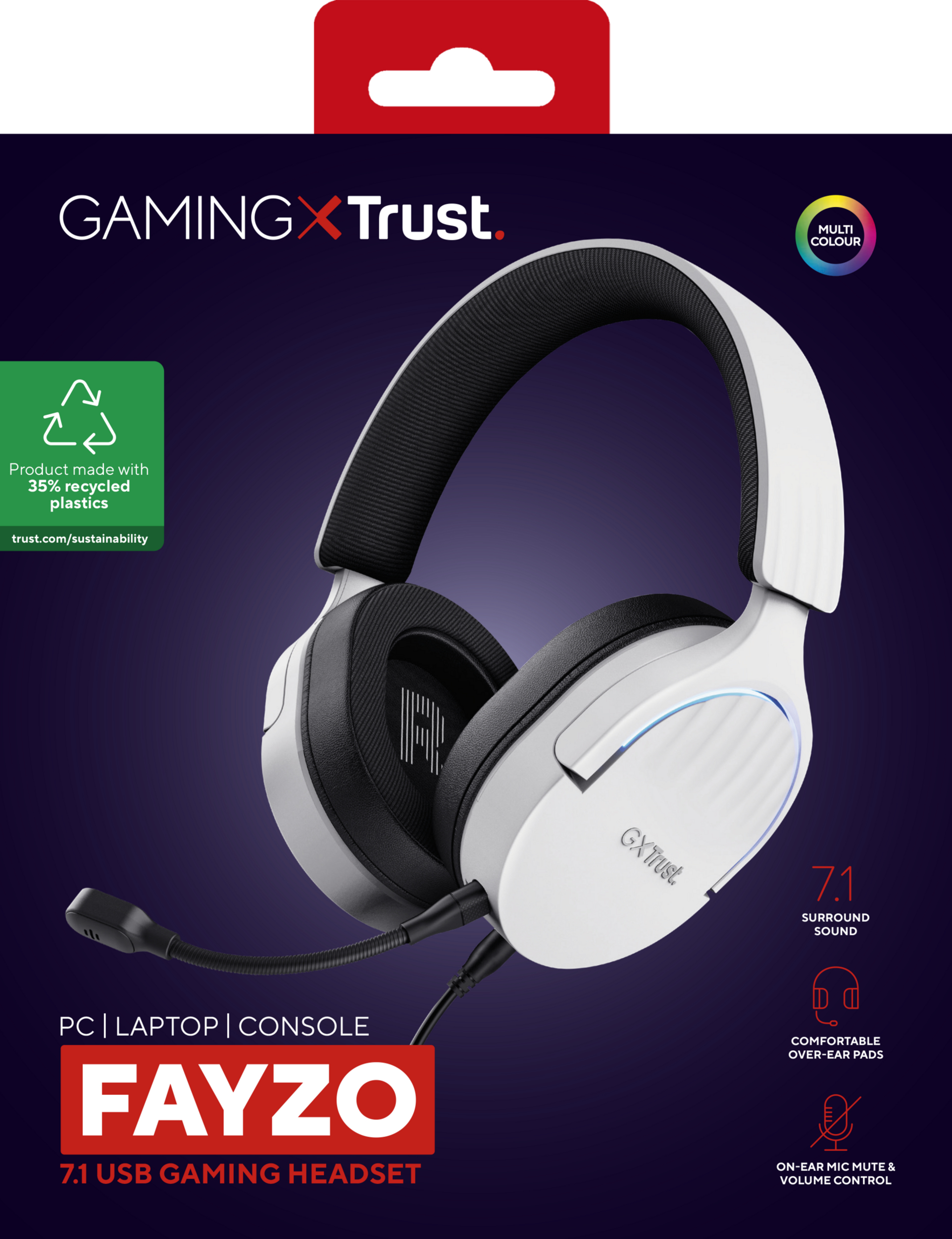 TRUST GXT490W FAYZO 7.1 USB Headset White