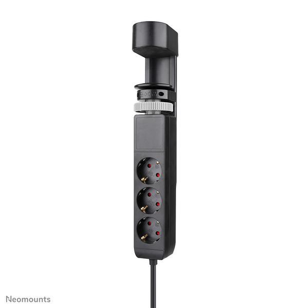 NEOMOUNTS VOLT Desk Clamp socket with Quick-charge USB Ports clamp 0-50mm 3x type-F 230V 1x USB-A 18W 2x USB-C 20W