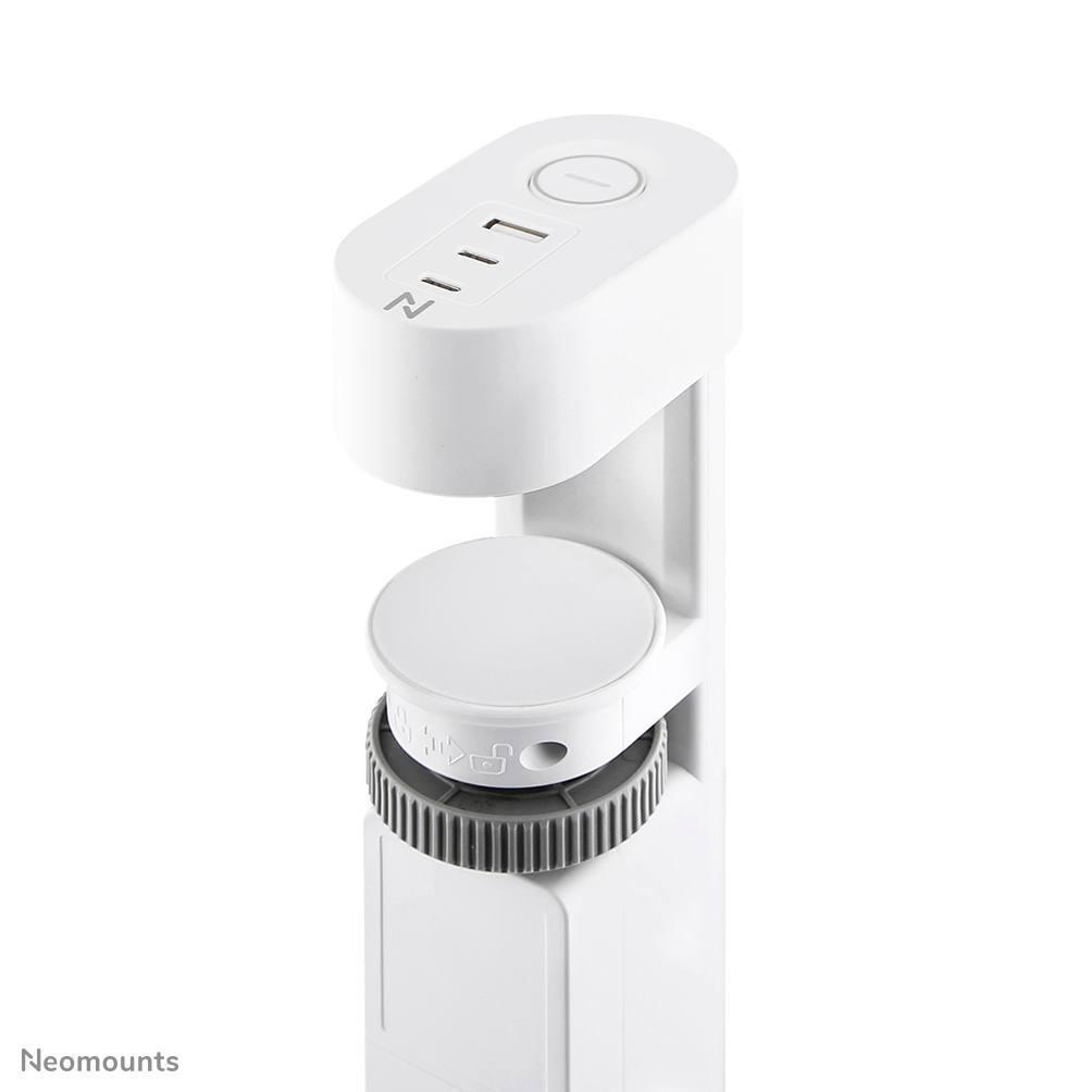 NEOMOUNTS VOLT Desk Clamp socket with Quick-charge USB Ports clamp 0-50mm 3x type-F 230V 1x USB-A 18W 2x USB-C 20W