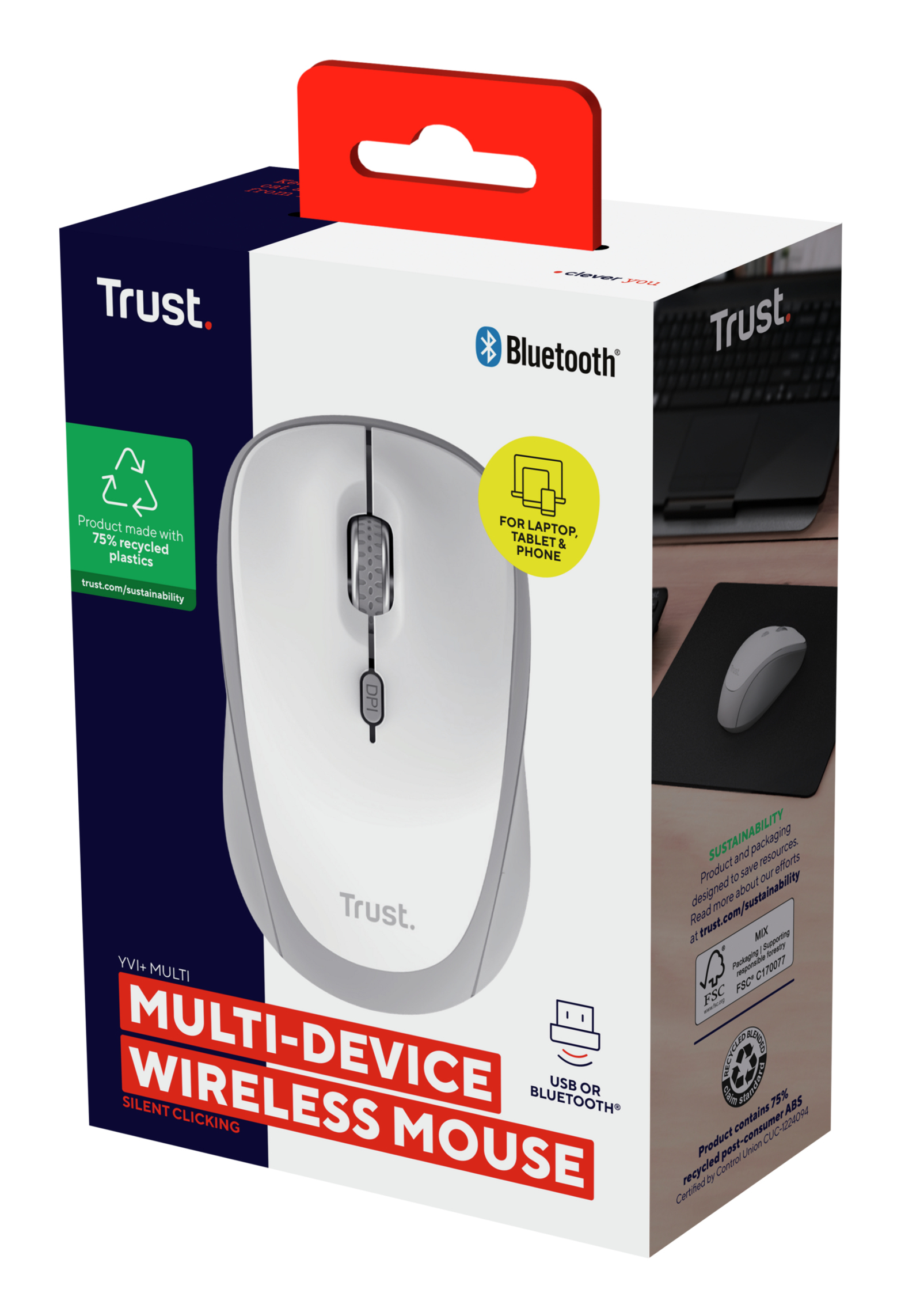 TRUST Yvi+ Compact Wireless Multi-Device Mouse White