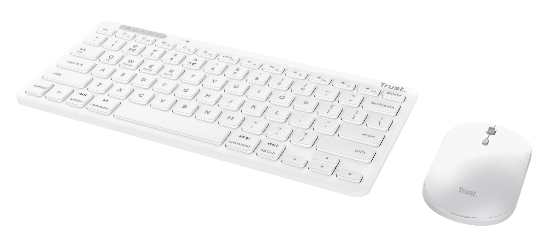 TRUST Lyra Keyboard and Wireless Multi-Device Mouse White AZERTY (FR)
