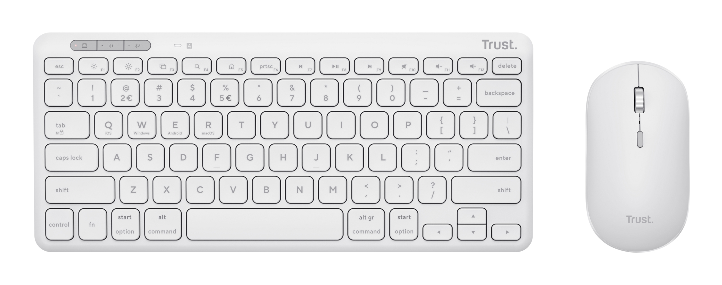 TRUST Lyra Keyboard and Wireless Multi-Device Mouse White AZERTY (FR)