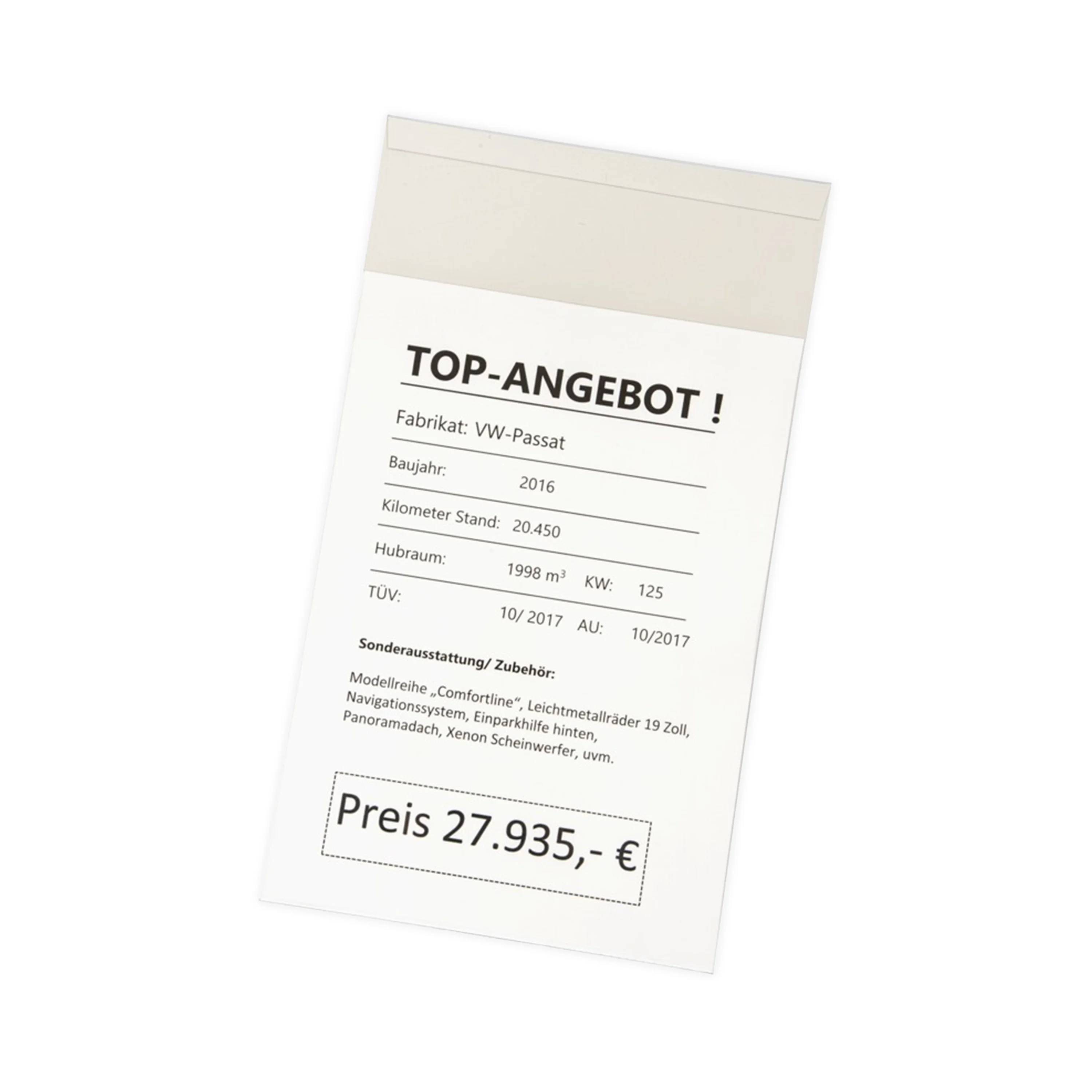 PORTE AFFICHE  A4 POUR PARE-SOLEIL  LOT DE 5 PCES