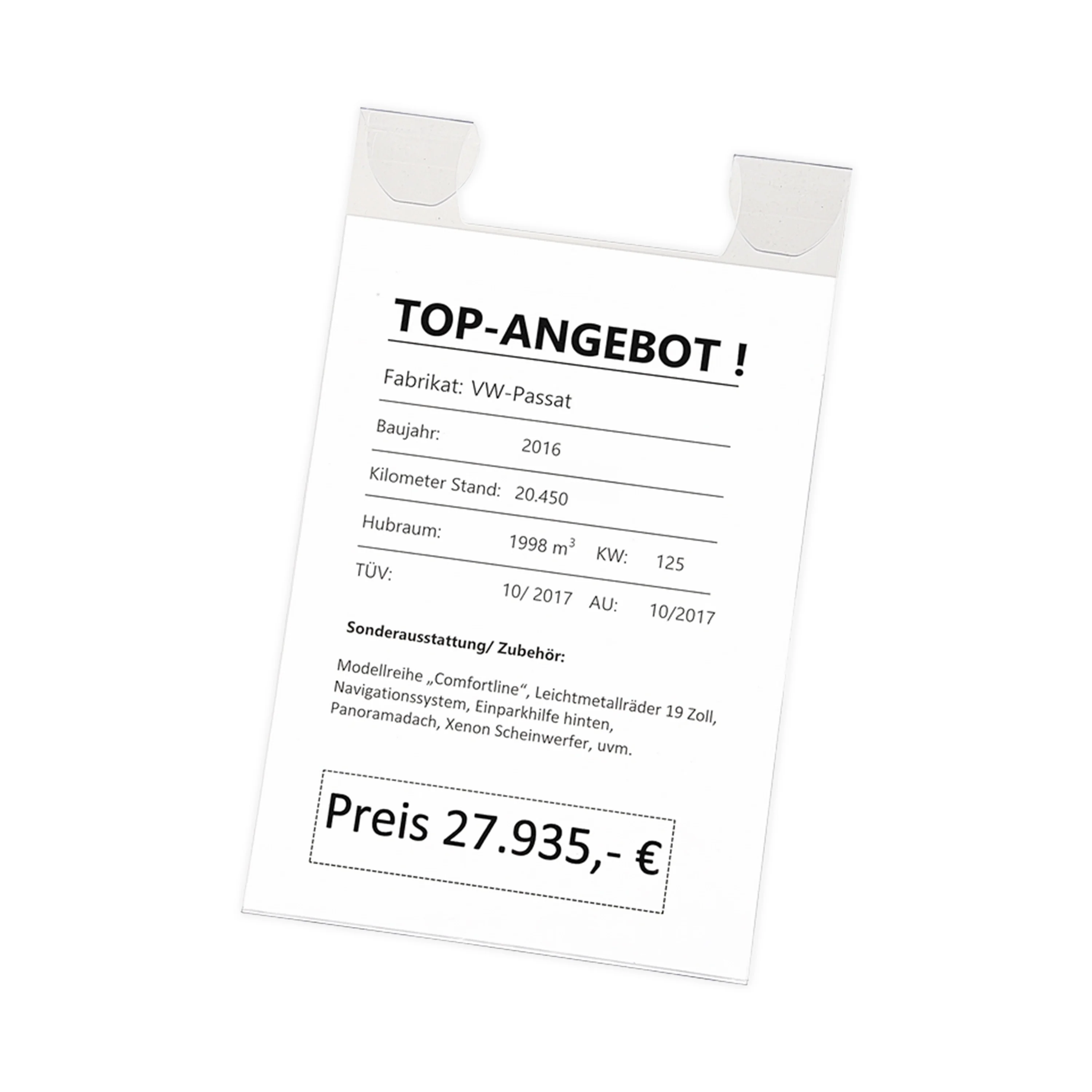 PORTE AFFICHE PRIX A4  POUR RETROVISEUR -  LOT DE 5 PCS