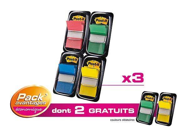 1 Pack avantage 600 index Post It 2,5x4,4 cm souples dont 100 offerts
