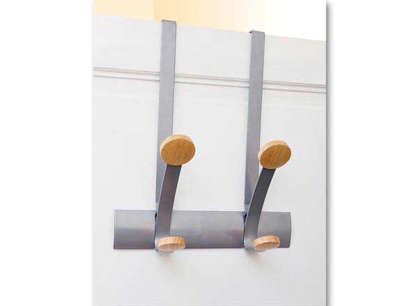1 Patère de porte Duo, en métal et bois - 2 patères doubles