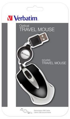 Verbatim Go Mini Optical Travel Mouse - Souris - droitiers et gauchers - optique - filaire - USB - noir
