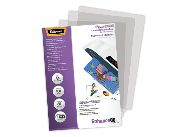 1 Boite de 100 Pochettes de plastification à chaud SuperQuick 80µ