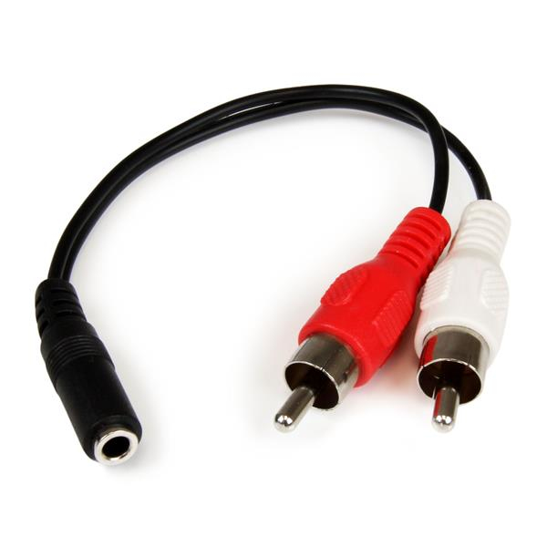 StarTech.com Câble / Cordon en Y Mini-Jack 3,5mm vers 2x RCA de 15 cm - Adaptateur audio Mini-Jack (F) vers 2x Cinch (M) - Câble audio - RCA x 2 mâle pour mini-phone stereo 3.5 mm femelle - 15.24 cm - noir - pour P/N: MU15MMS, MU6MMS