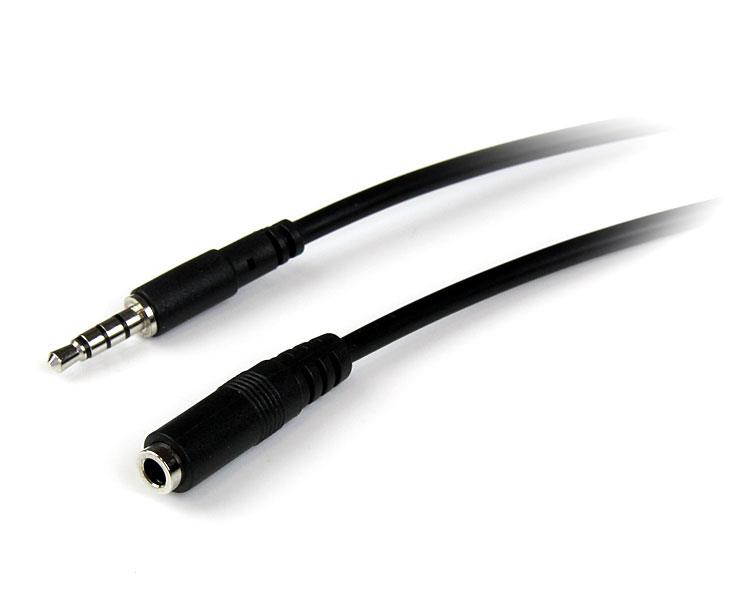 StarTech.com Câble d'extension de casque TRRS 4 positions 3,5 mm de 2 m - M/F - Rallonge pour casque micro - mini jack 4 pôles mâle pour mini jack 4 pôles femelle - 2 m - noir - pour P/N: MUYHSFMM, MUYHSMFF, MUYHSMFFADW, SV211DPUA, SV211DPUA4K, SV211HDUA4