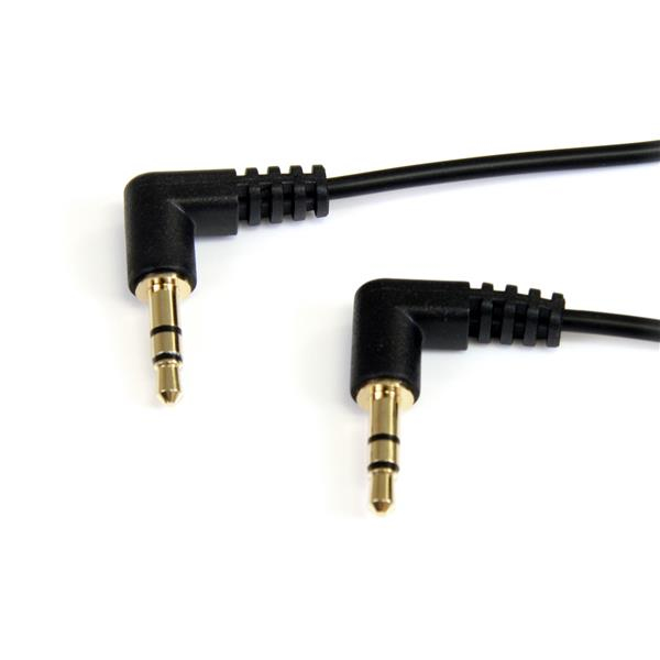 StarTech.com Câble audio stéréo Slim 3,5 mm à angle droit de 30 cm - M/M - Câble audio - mini-phone stereo 3.5 mm mâle pour mini-phone stereo 3.5 mm mâle - 30 cm - noir - connecteur à angle droit