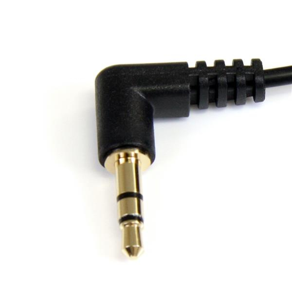 StarTech.com Câble audio stéréo Slim 3,5 mm à angle droit de 30 cm - M/M - Câble audio - mini-phone stereo 3.5 mm mâle pour mini-phone stereo 3.5 mm mâle - 30 cm - noir - connecteur à angle droit