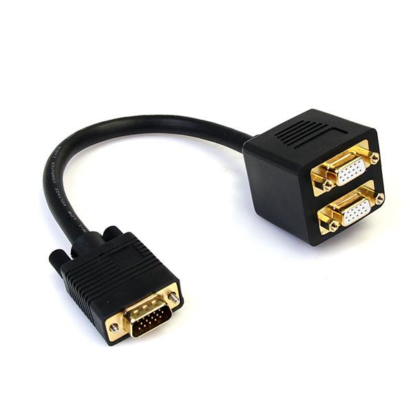 StarTech.com Câble répartiteur / Splitter vidéo VGA de 30cm - Adaptateur doubleur VGA HD15 - 1x (Mâle) vers 2x (Femelle) - Noir - Répartiteur VGA - HD-15 (VGA) (M) pour HD-15 (VGA) (F) - 30 cm - noir - pour P/N: DP2VGAMM6, DP2VGAMM6B, HD2VGAMM6, MXT101MM