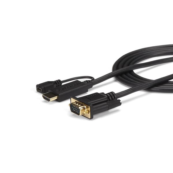 StarTech.com Câble adaptateur HDMI vers VGA de 1,8m - Convertisseur actif HDMI vers VGA HD15 - M/M - 1920x1200 / 1080p - Noir - Câble adaptateur - HDMI, Micro-USB de type B (alimentation uniquement) pour HD-15 (VGA) mâle - 2 m - noir - actif, support 1920
