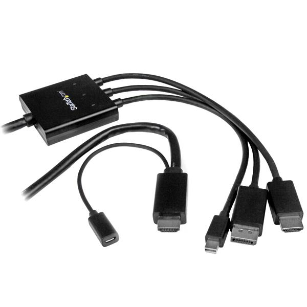 StarTech.com Câble adaptateur HDMI, DisplayPort ou Mini DisplayPort vers HDMI de 2 m - Convertisseur HDMI, DP, Mini DP vers HDMI - Noir - Adaptateur vidéo - HDMI, DisplayPort, Mini DisplayPort mâle pour HDMI, Micro-USB de type B (alimentation uniquement)