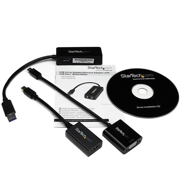 StarTech.com 3-in-1 Accessory Kit for Surface and Surface Pro 4 - mDP to HDMI / VGA - USB 3.0 GbE - Works with Surface Pro 3 and Surface 3 (MSTP3MDPUGBK) - Lot d'accessoires pour notebook - noir - pour Microsoft Surface Pro 3, Pro 4