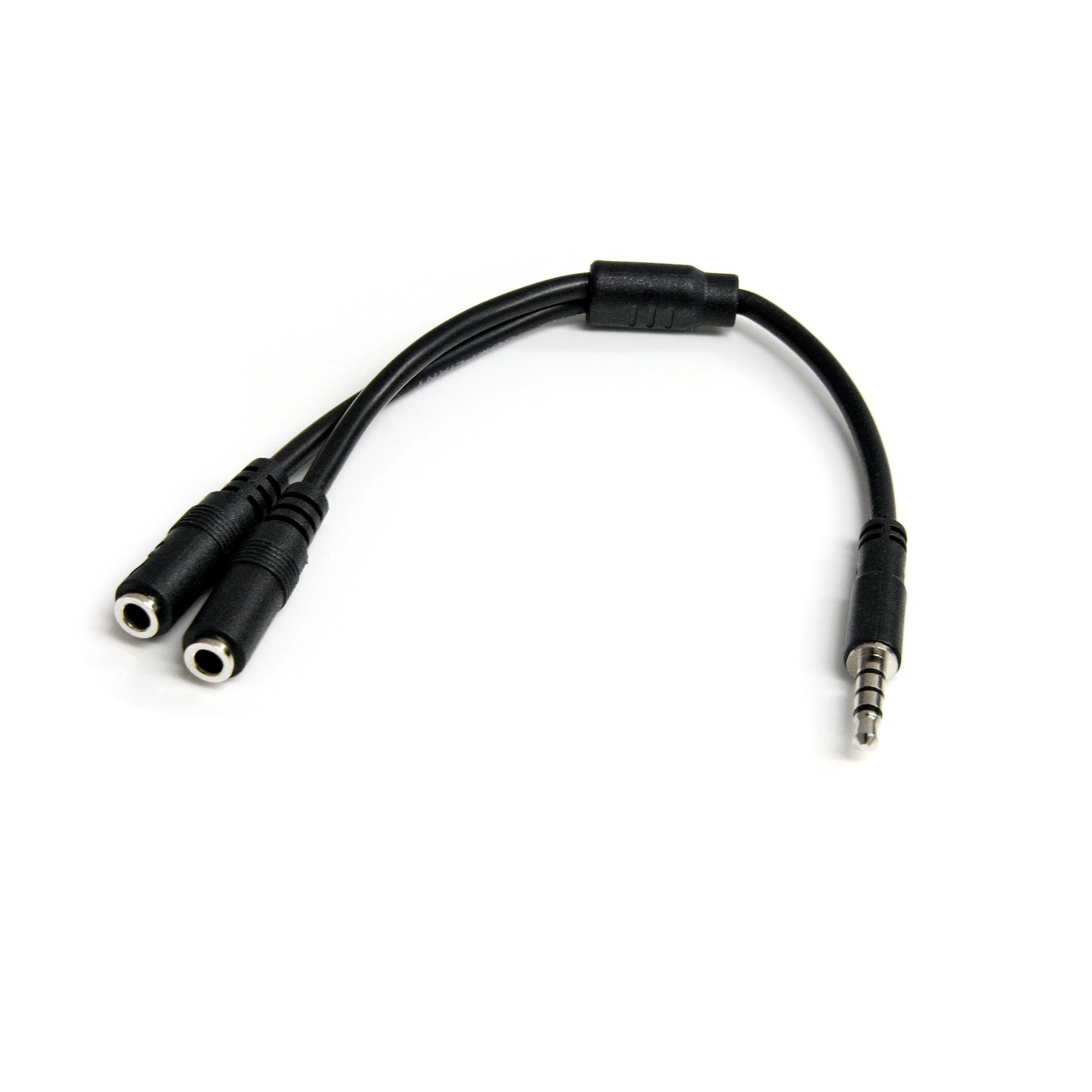 StarTech.com Adaptateur casque avec prises écouteur / microphone séparées - Répartiteur de casque micro - mini jack 4 pôles mâle pour jack mini femelle - 20 cm - noir - pour P/N: DK30A2DH, DK30CHDDPPD, DK30CHDPPDUE, MST30C2HDPPD, USB3SMDOCK4K, USB3VDOCKD