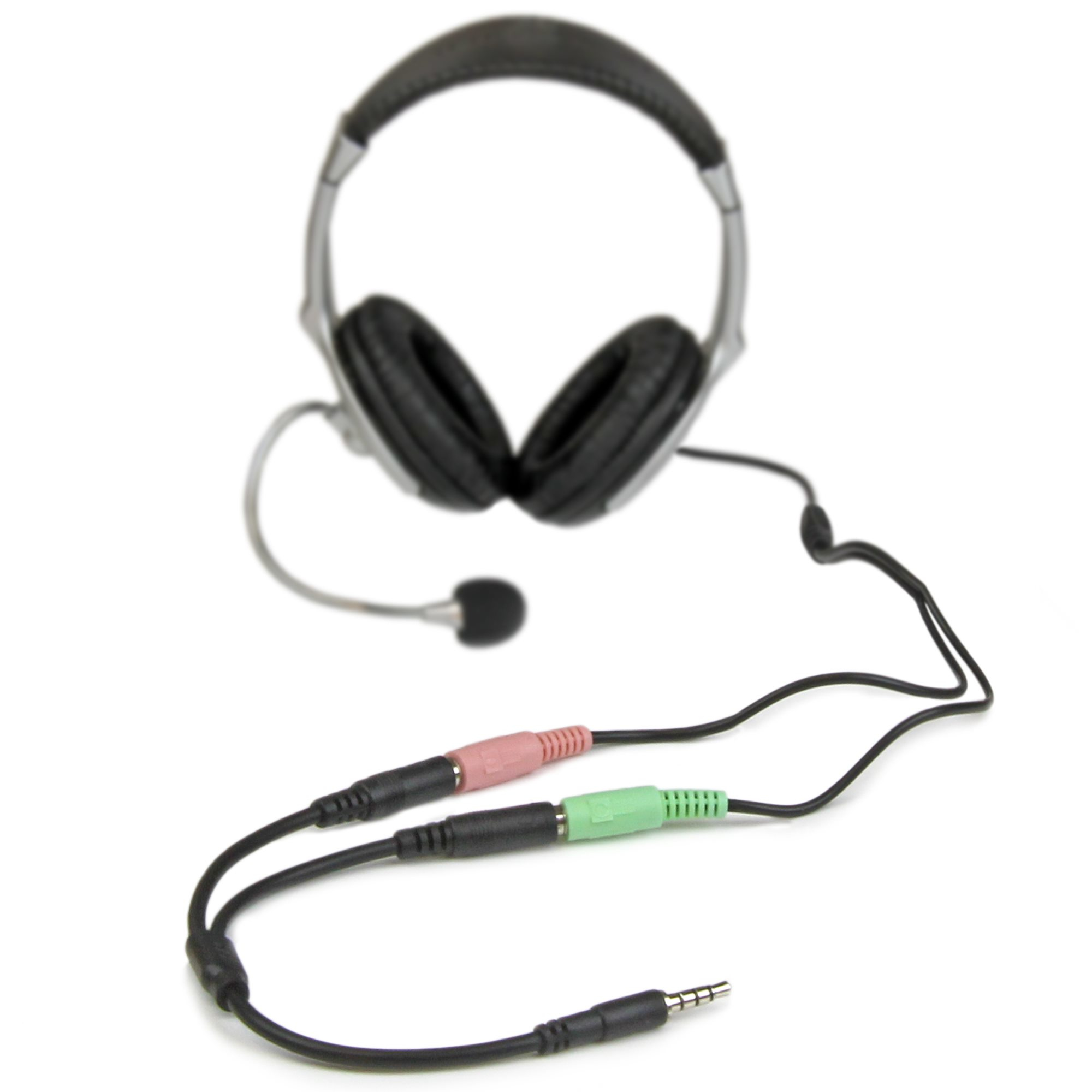 StarTech.com Adaptateur casque avec prises écouteur / microphone séparées - Répartiteur de casque micro - mini jack 4 pôles mâle pour jack mini femelle - 20 cm - noir - pour P/N: DK30A2DH, DK30CHDDPPD, DK30CHDPPDUE, MST30C2HDPPD, USB3SMDOCK4K, USB3VDOCKD