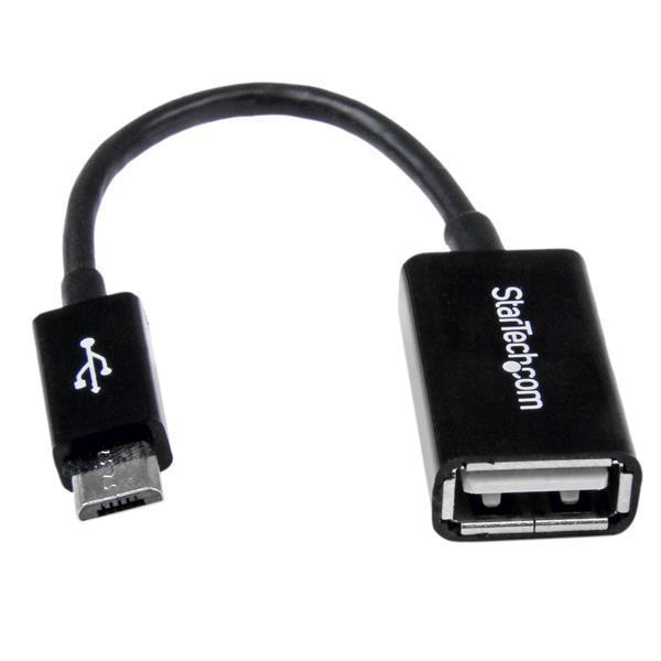 StarTech.com 5in Micro USB to USB OTG Host Adapter - Micro USB Male to USB A Female On-The-GO Host Cable Adapter (UUSBOTG) - Adaptateur USB - USB (F) pour Micro-USB de type B (M) - USB 2.0 OTG - 12.7 cm - noir - pour P/N: ST4300U3C1, ST4300U3C1B