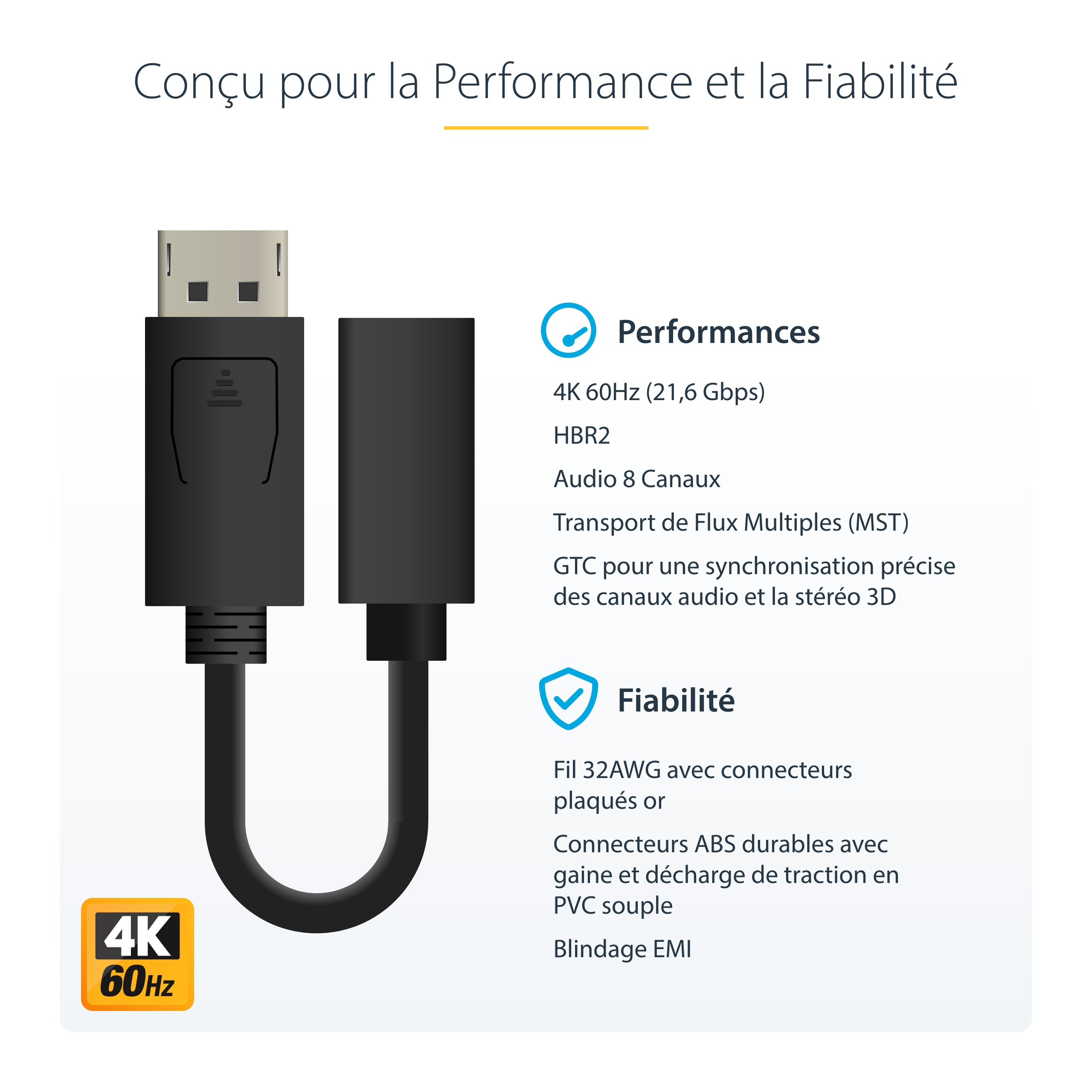 StarTech.com Adaptateur de câble vidéo 15 cm DiplayPort vers Mini DisplayPort  M/F - Adaptateur DisplayPort - DisplayPort (M) pour Mini DisplayPort (F) - 15.2 cm - moulé - pour P/N: SV231DPU, SV231DPUA