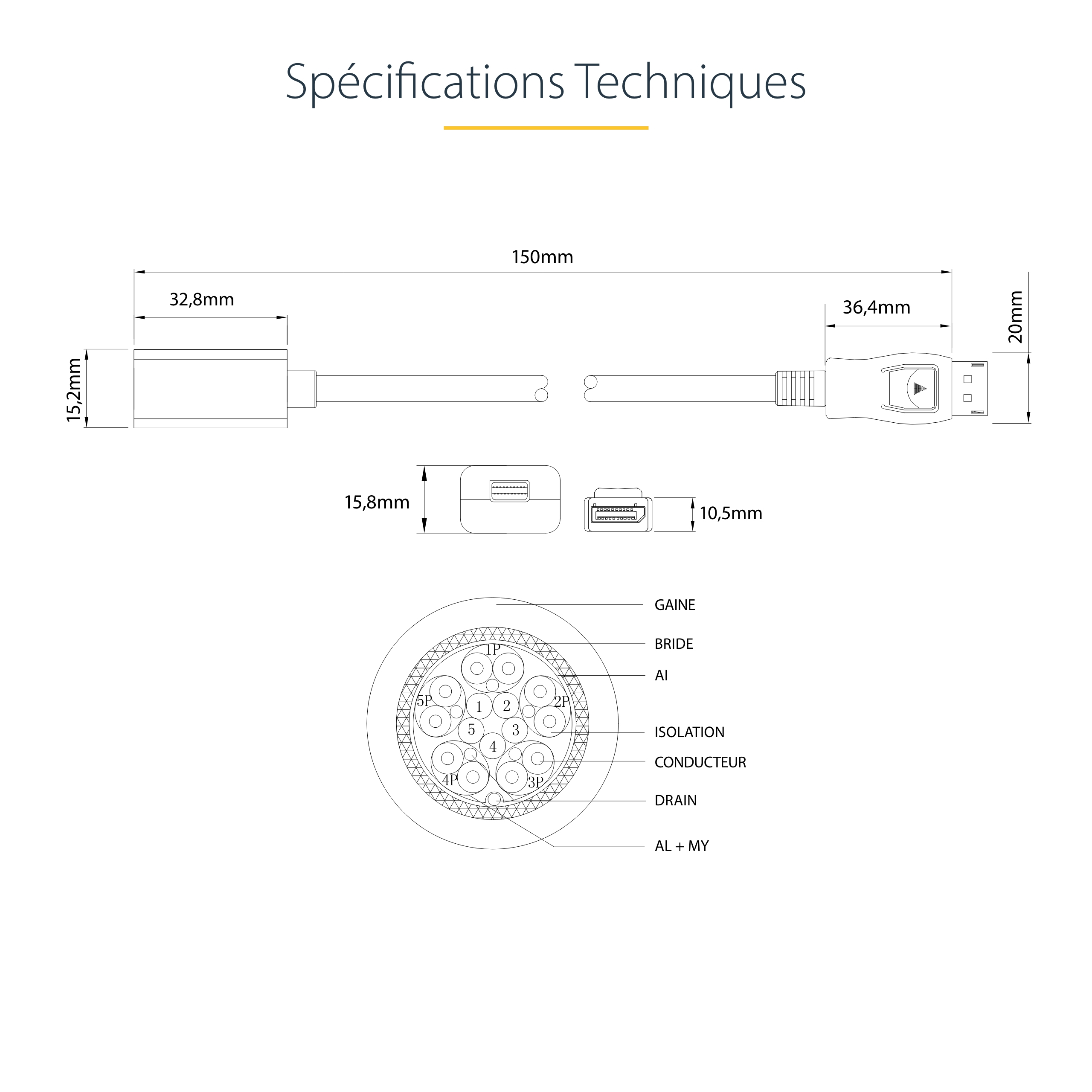 StarTech.com Adaptateur de câble vidéo 15 cm DiplayPort vers Mini DisplayPort  M/F - Adaptateur DisplayPort - DisplayPort (M) pour Mini DisplayPort (F) - 15.2 cm - moulé - pour P/N: SV231DPU, SV231DPUA
