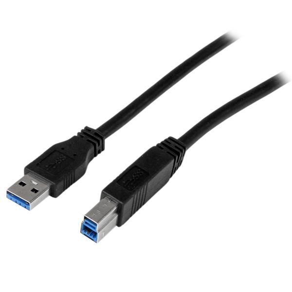 StarTech.com Câble certifié USB 3.0 A vers B de 2 m - Cordon USB3 SuperSpeed USB A vers USB B en noir - M/M - Câble USB - USB Type B (M) pour USB type A (M) - USB 3.0 - 2 m - moulé - noir - pour P/N: KITBXDOCKPEU, KITBXDOCKPNA, KITBXDOCKPUK, SV231HU34K6,