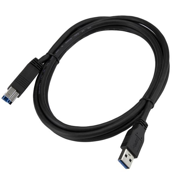 StarTech.com Câble certifié USB 3.0 A vers B de 2 m - Cordon USB3 SuperSpeed USB A vers USB B en noir - M/M - Câble USB - USB Type B (M) pour USB type A (M) - USB 3.0 - 2 m - moulé - noir - pour P/N: KITBXDOCKPEU, KITBXDOCKPNA, KITBXDOCKPUK, SV231HU34K6,