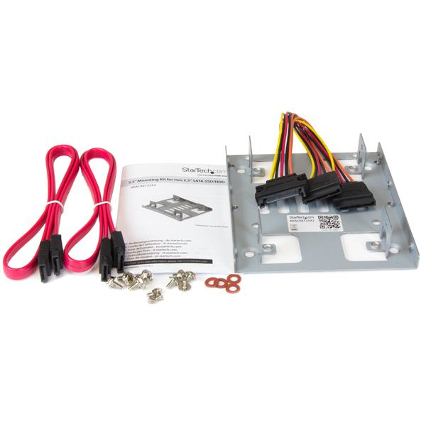 StarTech.com Kit de Montage pour 2 Disques Durs 2,5" SATA dans Baie 3,5" - Adaptateur DD 2,5" vers 3,5" - Bracket 3,5" pour HDD / SSD 2,5" - Adaptateur pour baie de stockage - 3,5" à 2,5" - acier - pour P/N: 25S22M2NGFFR, S322M225R, SAT2M2NGFF25, SAT32M22