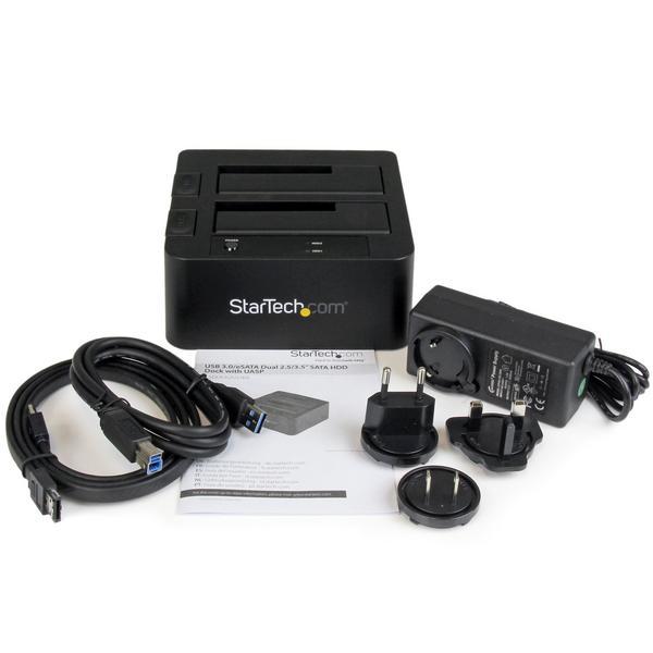 StarTech.com Dock pour Disque Dur 2 baies USB 3.0, eSATA à SATA 2,5/3,5" - Contrôleur de stockage - 2.5", 3.5" - SATA 6Gb/s - eSATA 6Gb/s, USB 3.0 - noir - pour P/N: SVA12M5NA