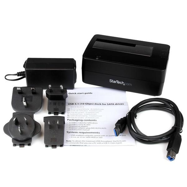 StarTech.com Station d'accueil USB 3.1 (10 Gb/s) pour disque dur SATA de 2,5" / 3,5" - Dock HDD / SSD avec UASP - Contrôleur de stockage - 2.5", 3.5" - USB 3.1 (Gen 2) - noir