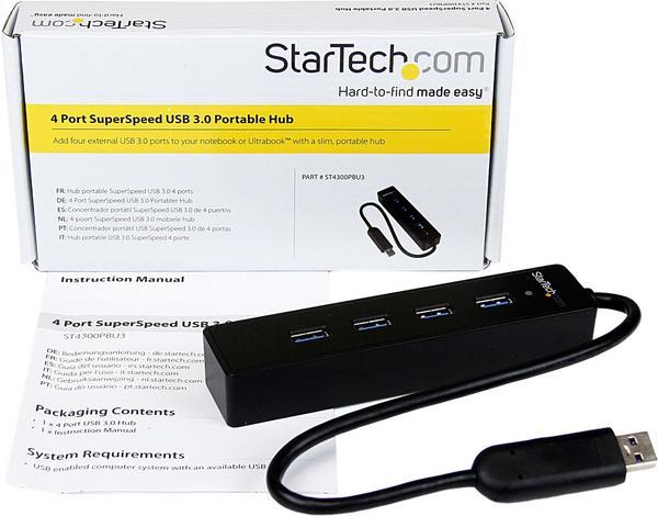 StarTech.com Hub USB 3.0 4 ports - Hub USB3 Externe Portable avec câble intégré - Concentrateur USB 3.0 - 4x USB A (F) 1x USB A (M) - Concentrateur (hub) - 4 x SuperSpeed USB 3.0 - de bureau - pour P/N: FCREADMICRO3, MSDREADU3CA